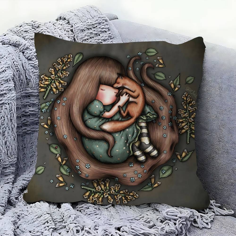 

Cartoon CUTE Santoro Gorjuss Pillowcase Toon Gift Cushion Cover Bedroom Home Sofa Chair Seat Decor Pillow Case 12x12Inch