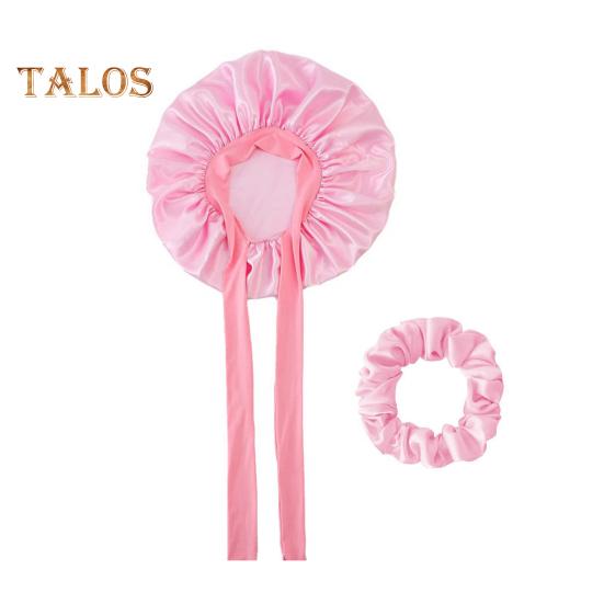 

Женская ночная шапочка из атласа с регулируемой эластичной резинкой для защиты волос, для купания, макияжа, упражнений, шапочка для сна, ночная шапочка для душа розовый