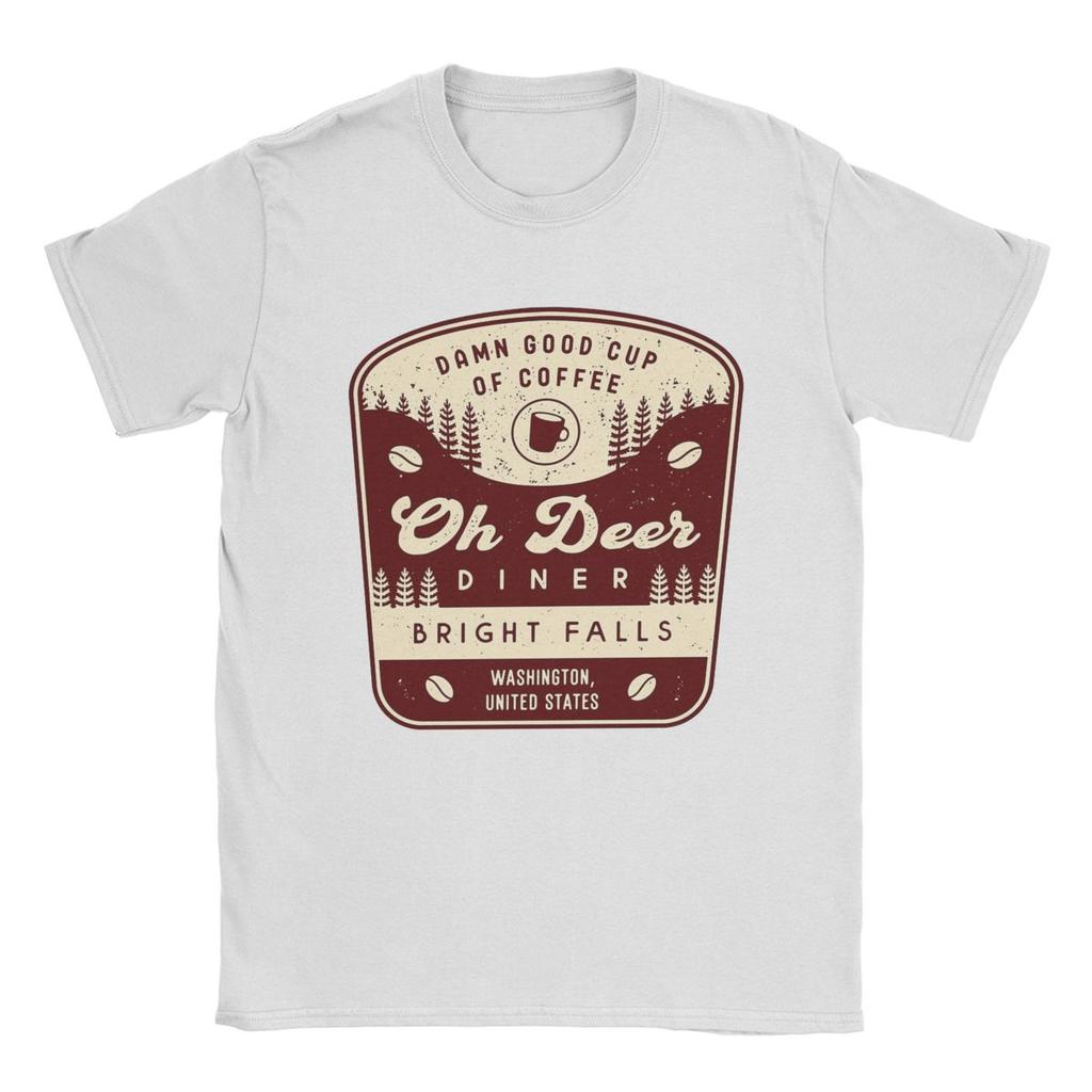 T-shirt da uomo Oh Deer Diner Emblem Alan Wake Gioco Anime 100% Cotone Abbigliamento Vintage Manica Corta Girocollo Magliette Estive