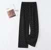 Summer men's cotton and silk pajama pants plaid home pants loose can be worn outside beach long pants youth artificial cotton