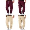 Men Fleece Casual Cargo Pants Loose Multi Pocket Drawstring Long Trousers