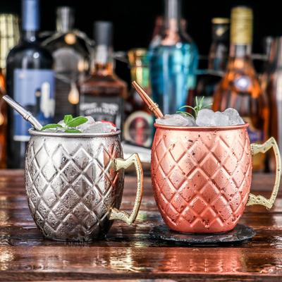 1 PIEZA Copa de Cóctel 550ml Martillada Chapada en Cobre Taza Moscow Mule - Taza de Cerveza/Café para Experiencia de Sabor Mejorada Tazas Herramienta de Barra