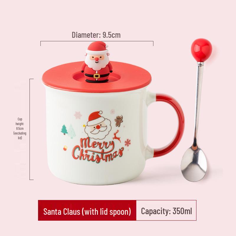 Personalized Christmas Ceramic Mug with Lid and Spoon - Creative Cartoon Design, Perfect for Halloween Gifts
