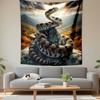 Rattlesnake Coiled On Rock Autumn Mountain Sunset Nature Wall Tapestry Wildlife Decor for Living Room Cabin Gift