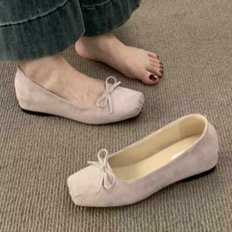

Мода Мода Замшевые Женские Балетки Дизайнерские Элегантные Туфли-лодочки с Бантом 2025 Осень Новые Повседневные Кроссовки Комфортные Мягкие Женские Кроссовки 35