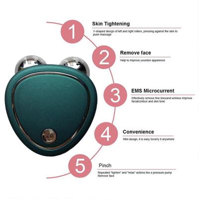 Strumento di Bellezza a Microcorrente Mini USB Portatile Rulli Rassodanti Viso Delicato Snellente Contorno EMS Lifting Massaggiatore Viso C0N0
