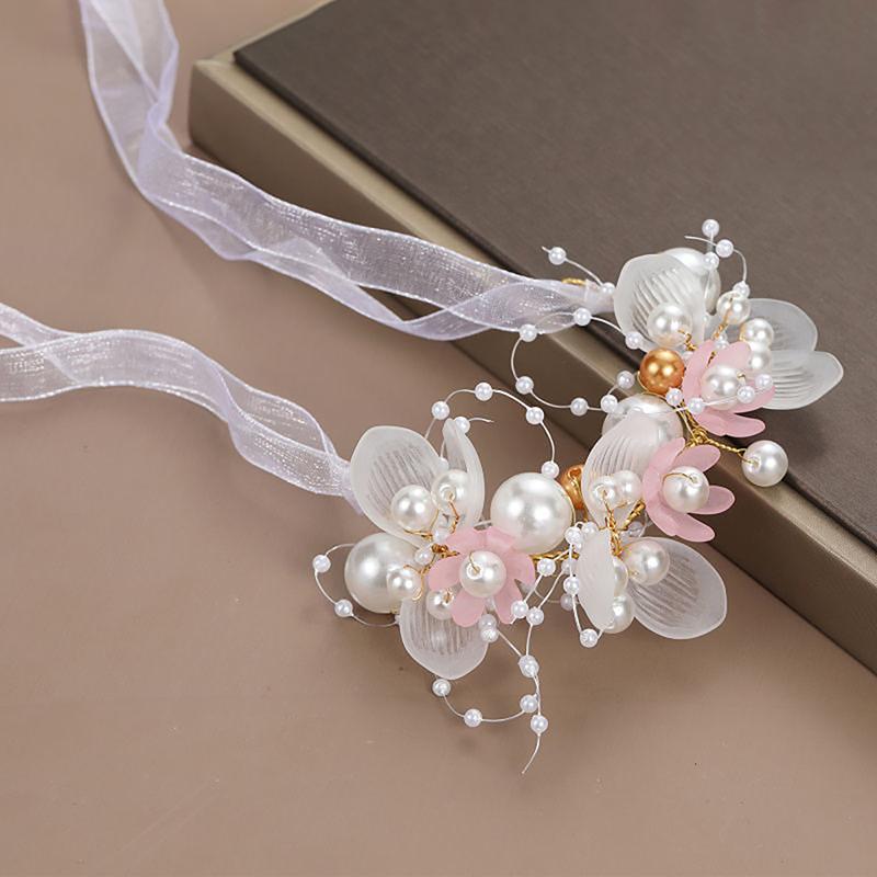 Bridal Pearl Hair Headdress Flower Wreath Bride Garland Head Hoop Headbands Hair Jewelry