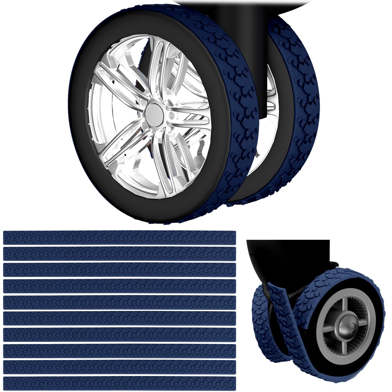 

IUGGAN Caster Cover, Paste (10 Pieces), Carrying Case, Wheel Cover, Silent, Suitcase, Tire Cover, синий