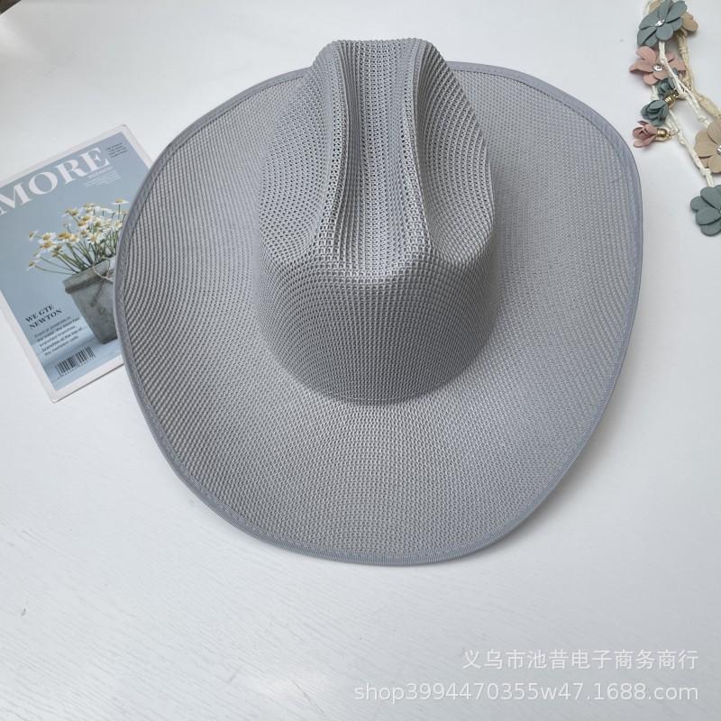 Summer New Simple Sunshade Straw Hat Jazz Sunscreen Hat Women's Irregular Brim Western Cowboy Sun Hat Tide