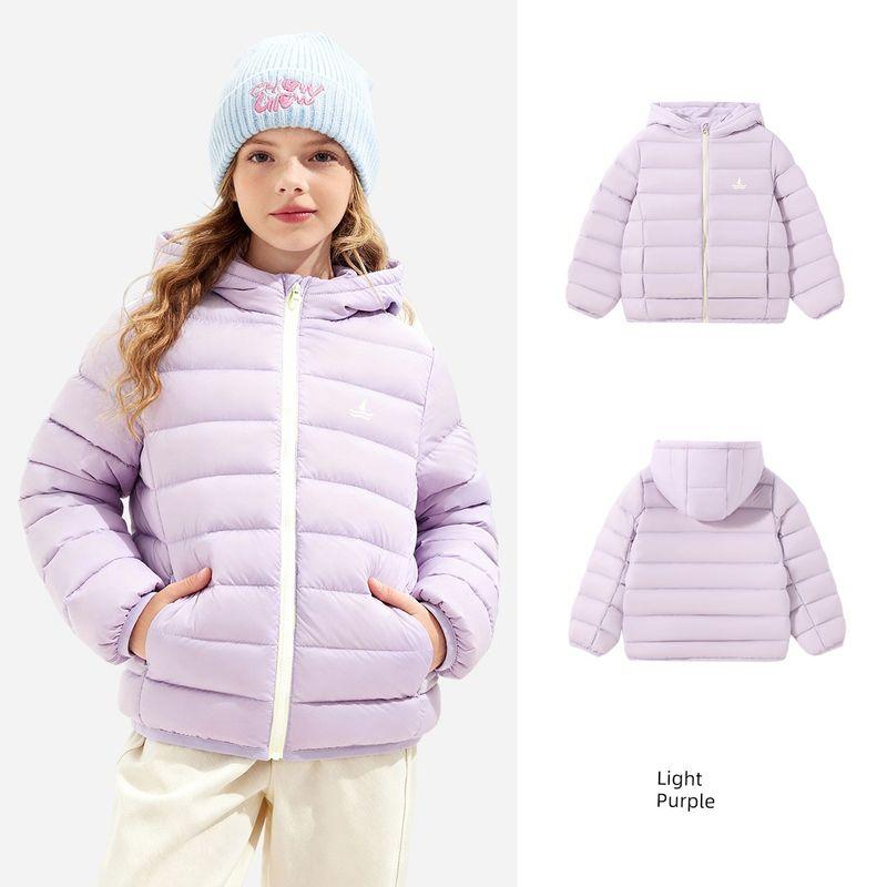 Navigare Italian Small Sailboat Boys  down Jacket 2025 Spring, Autumn, and Winter New Children s Hooded Coat Hooded Contrast Color - Light Purple 120