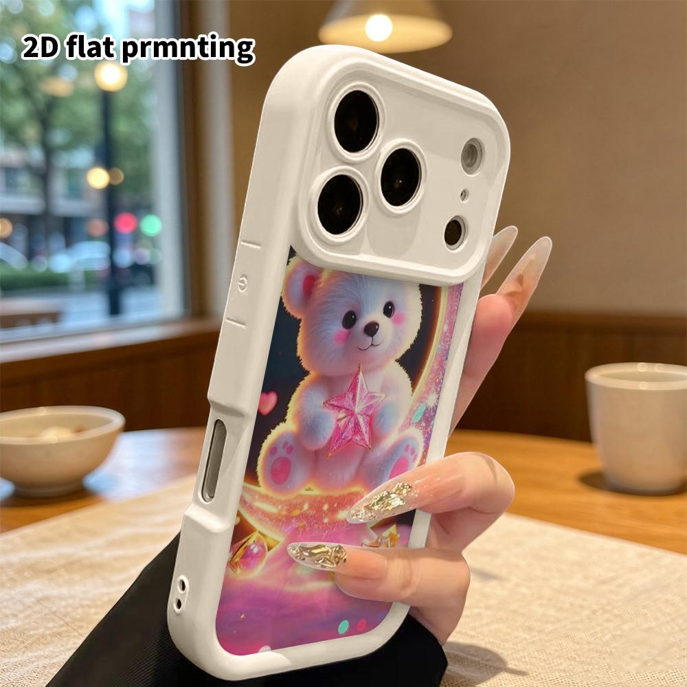 Phone Case: 2D Flat Design Suitable for iPhone 18 17 16 15 14 13 Pro Tiered Protective Case, Snow-white Little Bear, Christmas and Halloween Gift