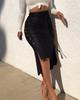 Europeisk & Amerikansk Lær Splitt Bodycon Midi Skjørt - Dames Slim Fit PU Skjørt