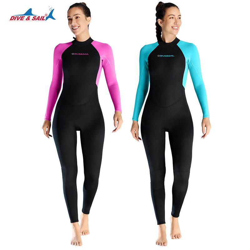 DIVE&SAIL 3MM Women's Plus Size Full Body Wetsuit for Snorkeling and Surfing