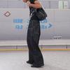 Retro Aviator Buckle Wide Leg Denim Pants Men Women - High Waist Loose Fit Straight Cut Streetwear Jeans