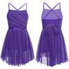 Lyrical Girls Ballroom Kids Cosplay Fancy Gymnastics Bowknot Backless Dress Ballet Dance Leotard Glittery Skirts