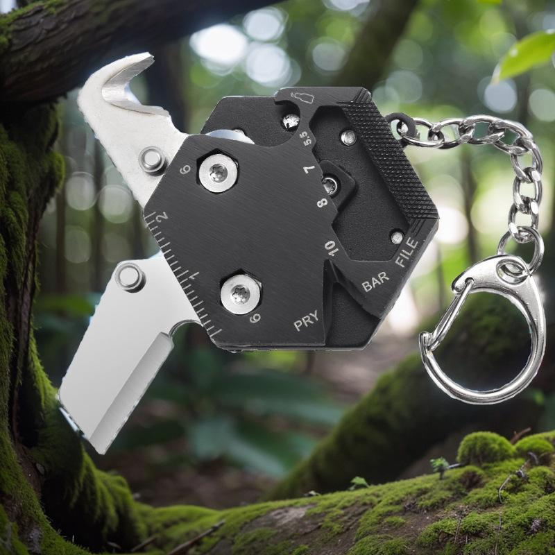 Multifunktionaler Sechskant Münze Outdoor EDC Werkzeug Faltbare Münzmesserkette Schraubendreher Tasche Mini Faltrad Werkzeug