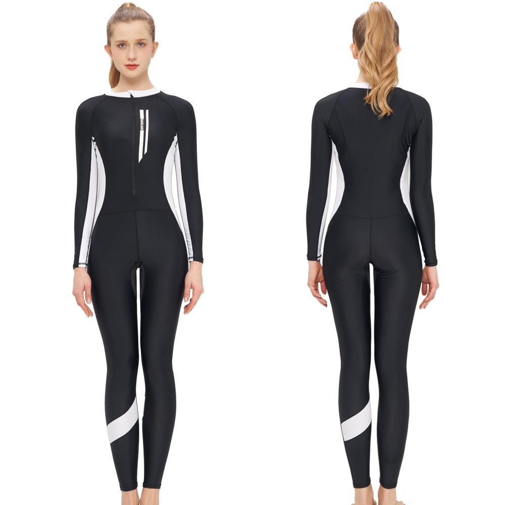 2026 New Long sleeved long pants diving suit women's sun protection one-piece surfing suit plus size jellyfish diving swimsuit