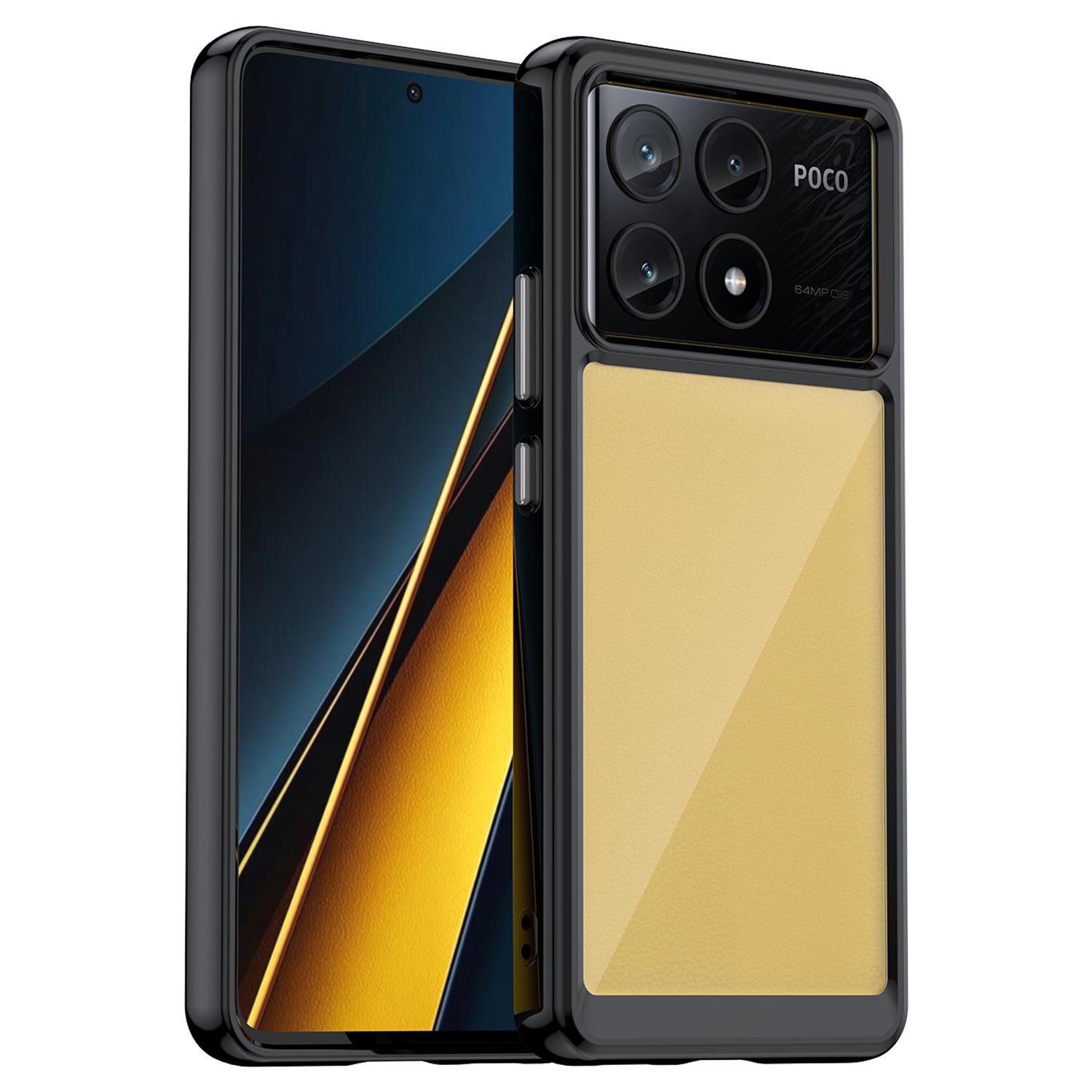

Чехол для Xiaomi Poco X6 Pro 5G/Redmi K70E 5G, TPU рамка, прозрачная акриловая задняя крышка Black