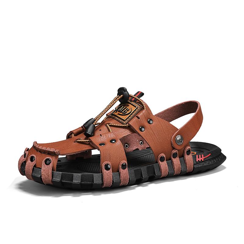 Fashion Hot Sale Men's Summer Sandals Breathable Leather Handmade Slippers Men Hand-made Beach Casual Shoes