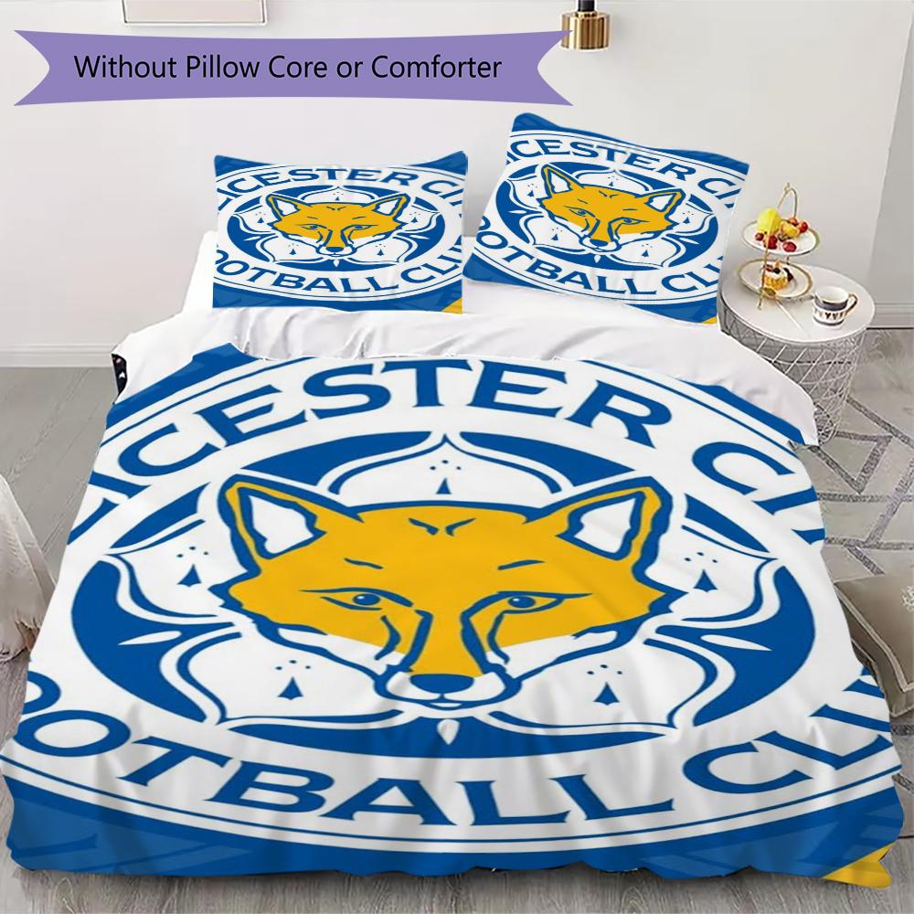 Leicester City Μοτίβο Σετ Κλινοσκεπασμάτων Κουβέρτα Κάλυμμα Μαξιλαροθήκη Διακόσμηση Σπιτιού Δώρο Γενεθλίων (1 * παπλωματοθήκη + 2 * μαξιλαροθήκη χωρίς πυρήνα)70