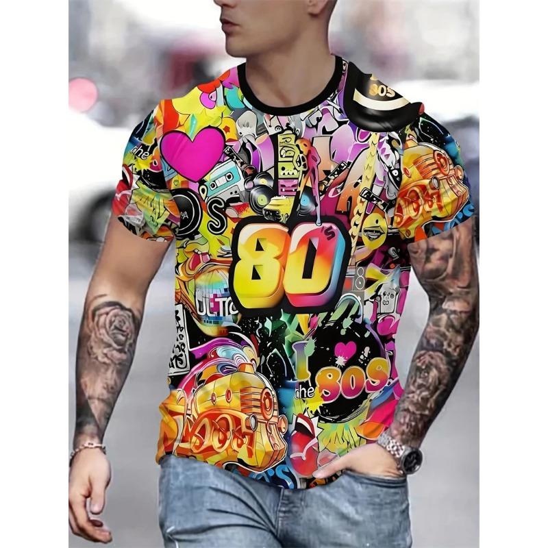 Vintage 80s Graphic T-shirt Men Women Summer 3d Printed Casual Short Sleeve T Shirts Hip Hop
