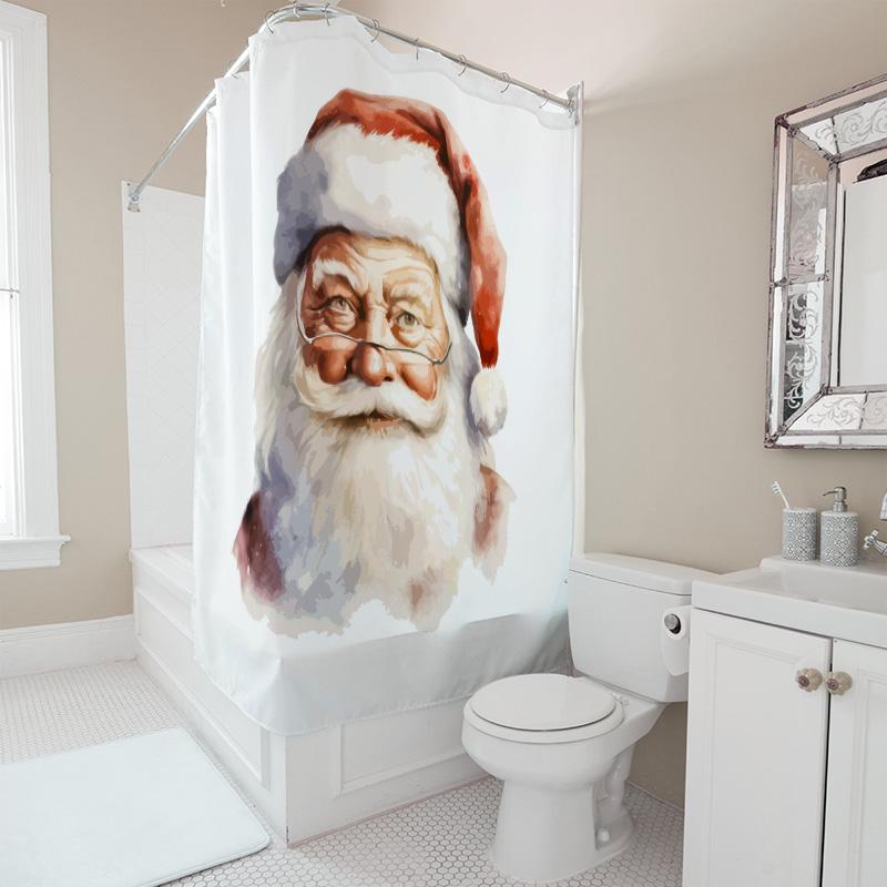 Tu Vintage Santa Claus Shower Curtain Christmas Holiday Bathroom Decor Rustic Farmhouse Xmas Backdrop Festive Holiday Home Texti