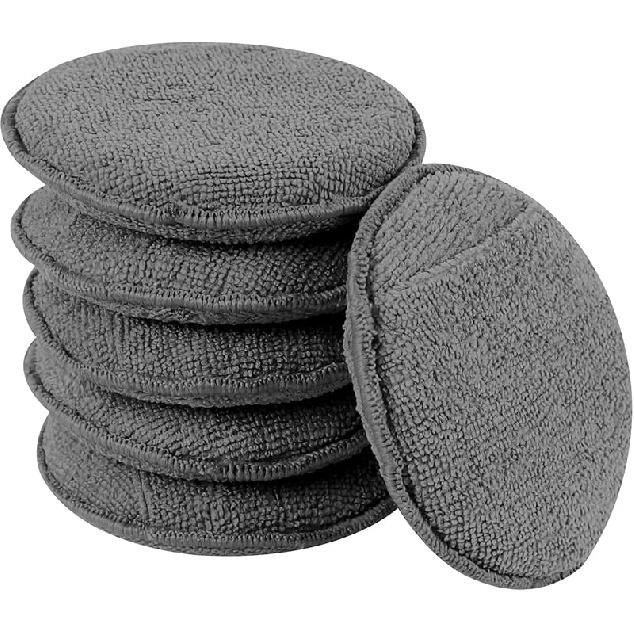 Hovom 6PCS Microfiber Wax Applicator, 5" Round Applicator Pads, Soft Automotive Waxing Foam Pads, Buffing Pads For Car Cleaning, Polishing And