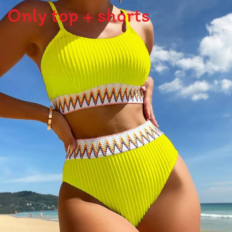 High Waist Bikini Set With Polyester Material For Water Sports And Beach Wear Women