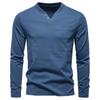 Autumn New Men's Casual V-neck Long-sleeved T-shirt Slim Base Shirt Pure Cotton T-shirt Top