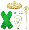 CREDIBLE Princess Cosplay Luxury Green Ribbon Heart Magic Original TT372C Dress, Kids' Costume, 9-Piece Set, (Princess Dress, Gloves, Tiara, Wand,