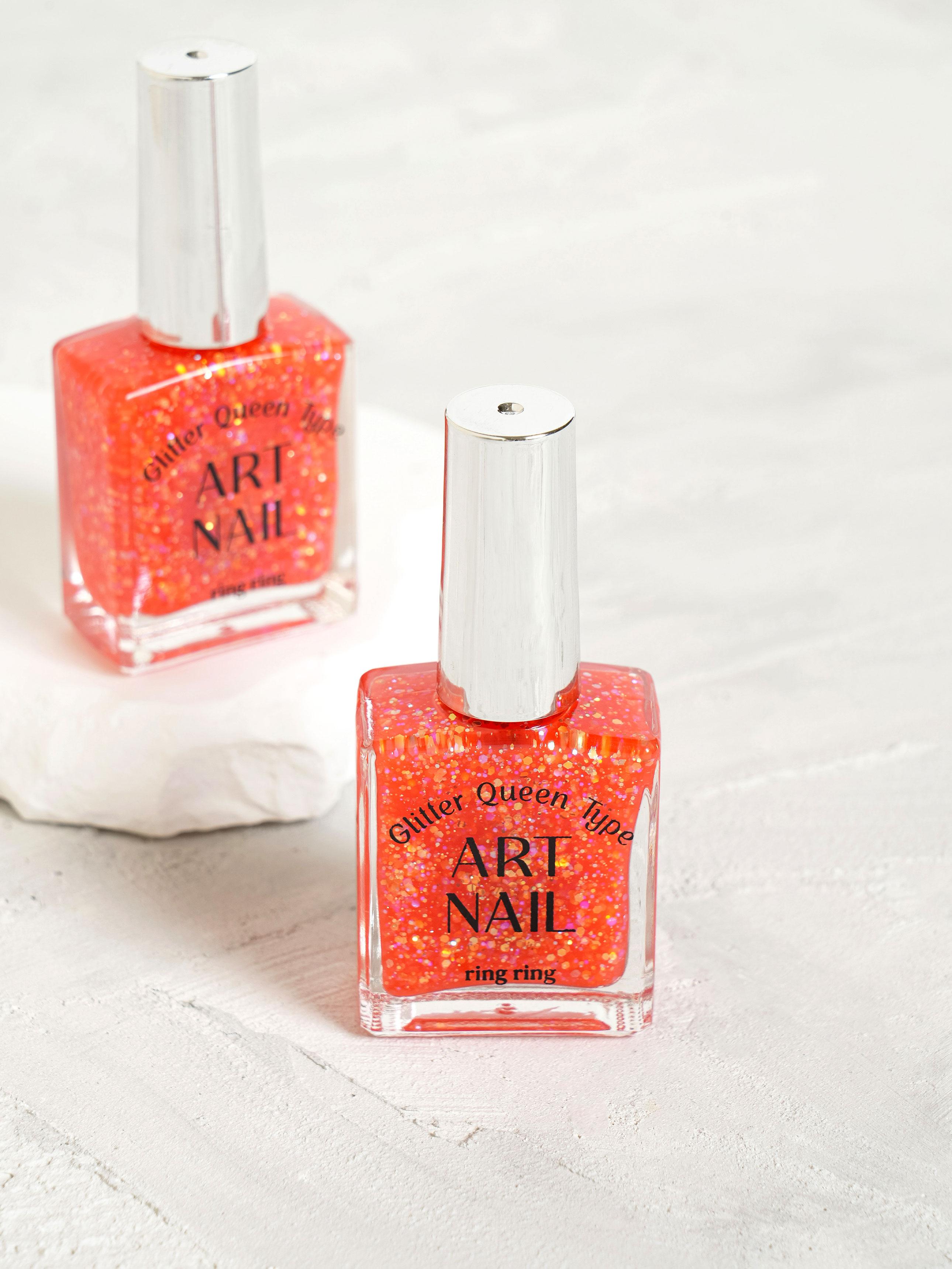 Glitter Queen Red Ring Art Nail Polish 13ml 1ea