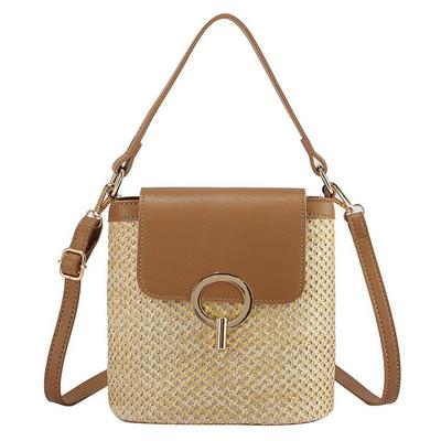 Bolsas Pequenas de Balde de Palha para Mulheres Bolsas Transversais de Verão Bolsas e Bolsas de Viagem para Senhoras Bolsa Mensageiro de Ombro Feminina