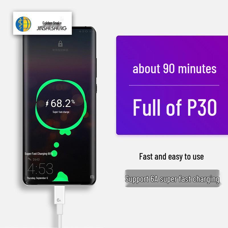 66W Charger for Huawei Super Fast Charging, 3C Certified Type-C Charging Head Set.
