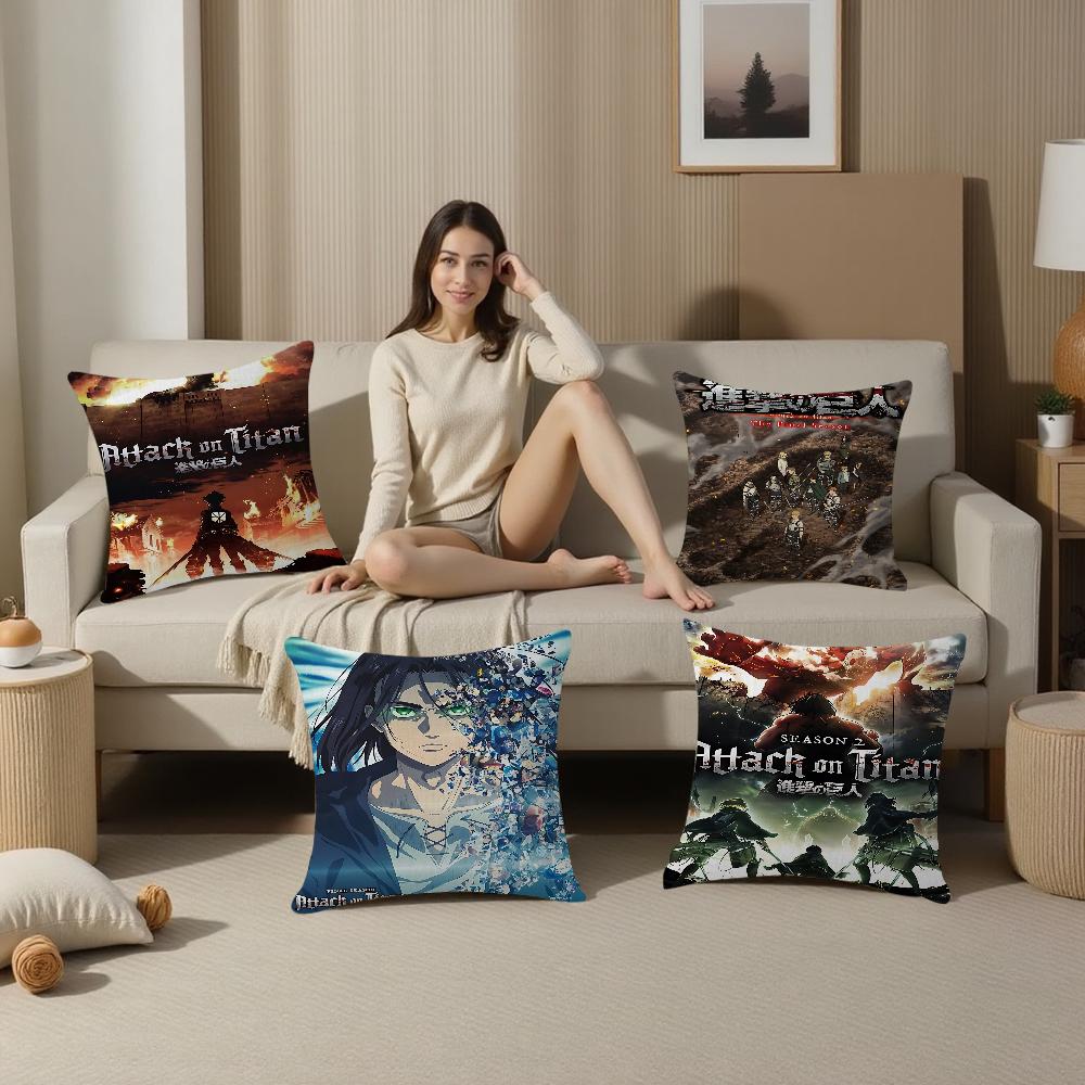 Anime A-Attack On T-Titan Cushion Cover Car Throw Pillow Case For Sofa Car Christmas Gift 40x40cm 45x45cm