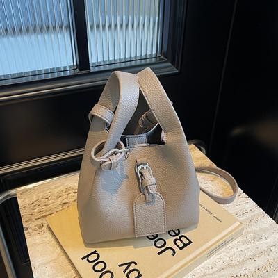Retro Texture Handbag Women's Spring and Summer New Children and Mothers Fashionable Simple Bucket Bag Solid Color Messenger Bag
