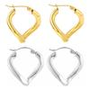Gold Wave Twisted Stainless Steel Dangle Earrings Studs
