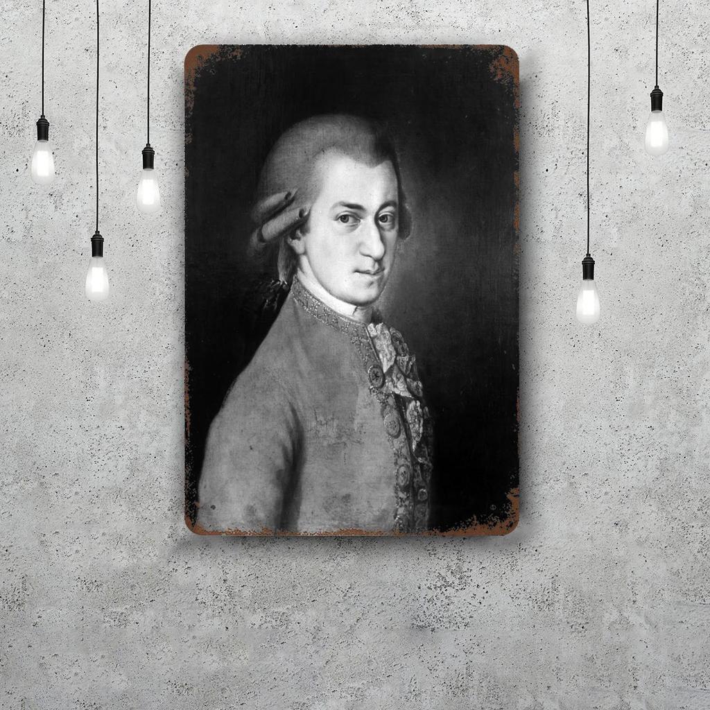 Wolfgang Amadeus Mozart Vintage Metal Tin Signs Posters Decor Retro Metal Plaque Wall Art Decor for Garage Bar