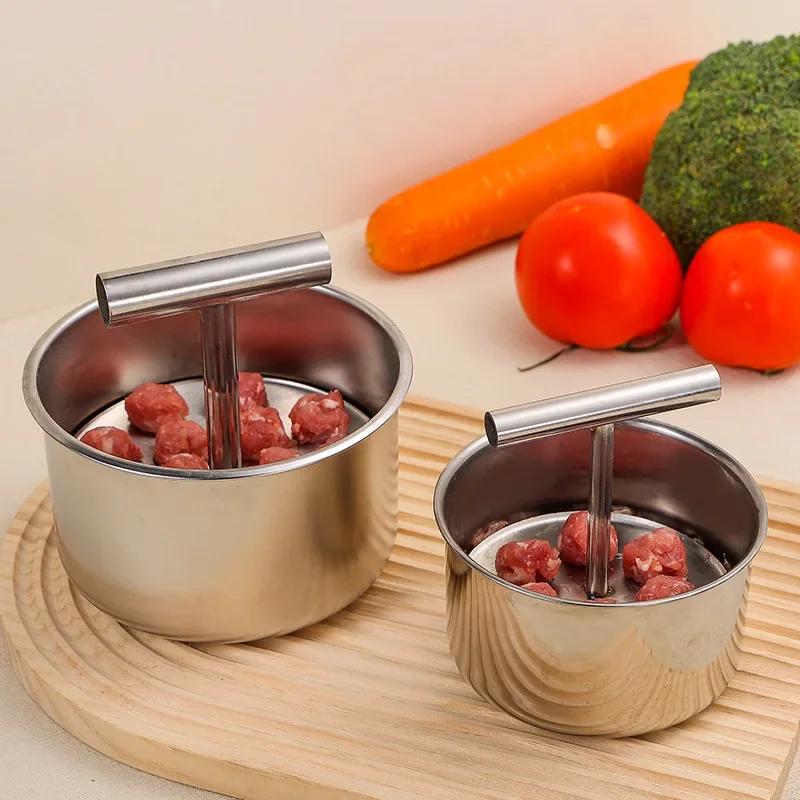 6/12 Hole Kitchen Hand Pressing Meatball Maker Home Use Stainless Steel Pressing Rice-meat Dumpling Meatball Shrimp Sliding Mold