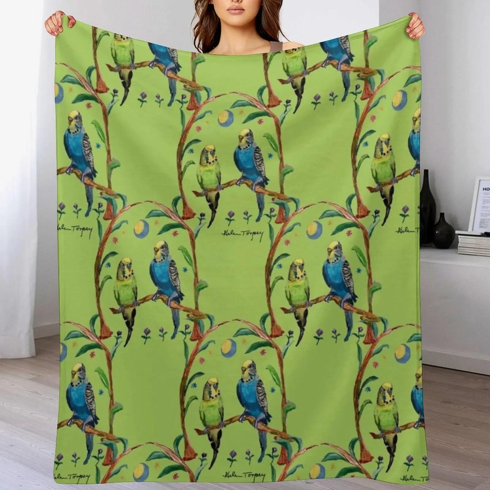 Parakeets in Love Pattern Throw Blanket Summer decorative Hairys Thermal Blankets 75X95CM