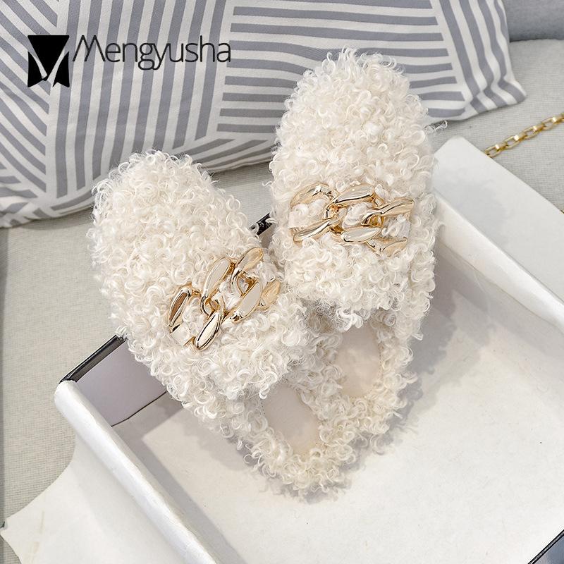 Роскошные женские мюли из кудрявой овечьей шерсти — фото 5