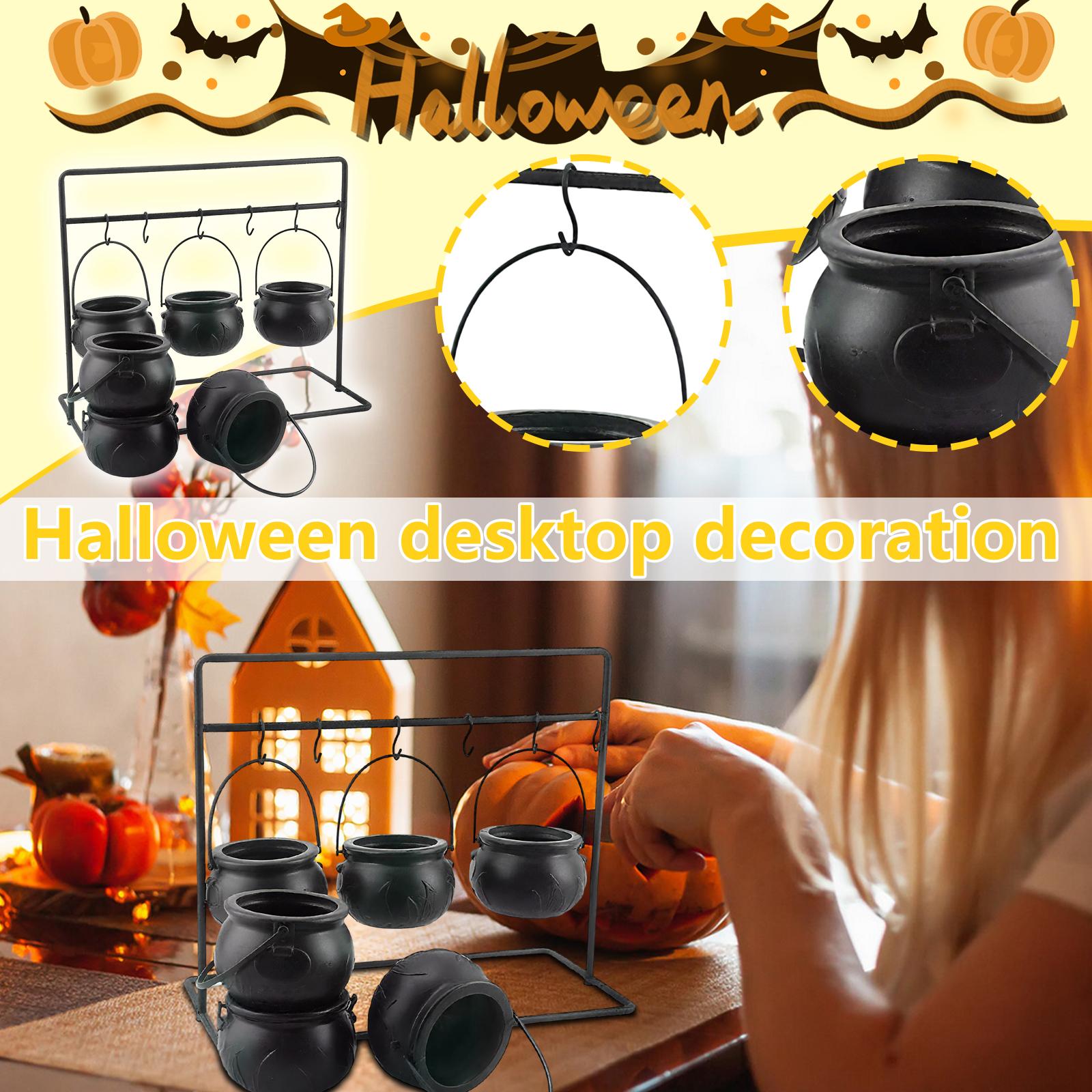 

Halloween Party Mini/ Witch Jar Candy Bowl Black Plastic Bucket Stand Desktop Ornaments Garden Decoration One Size