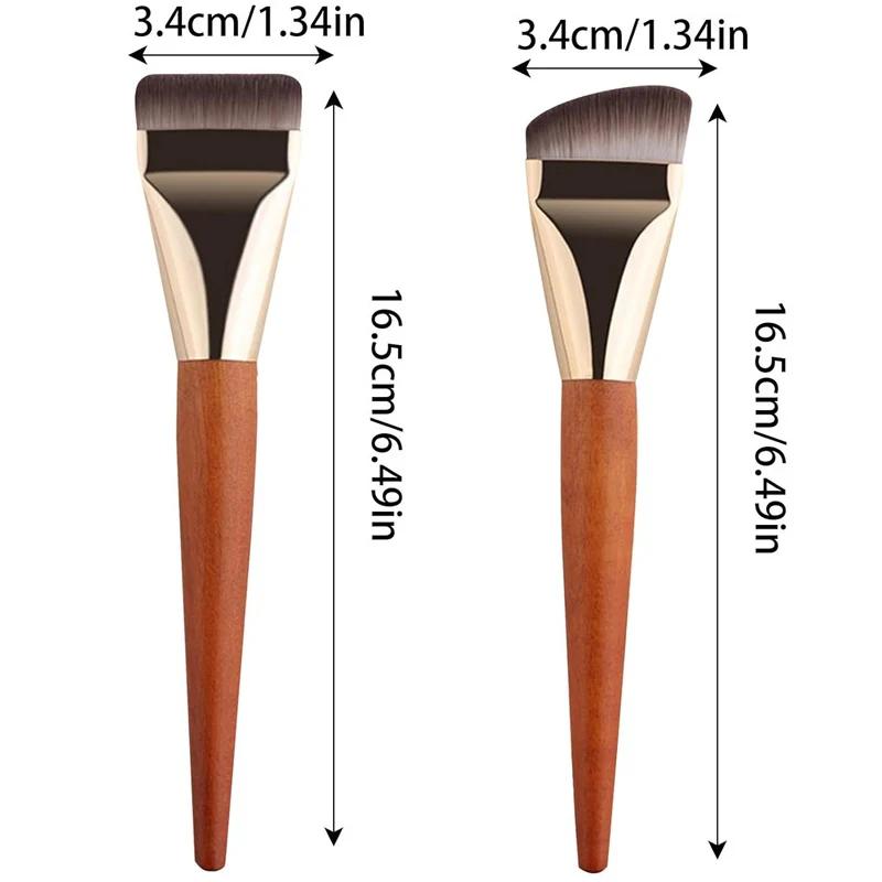 Ultra-Thin Foundation Brushes Flat and Angled Flawless Concealer Brush Wooden Handle Soft Hair Thin Face Contour Makeup Brushes