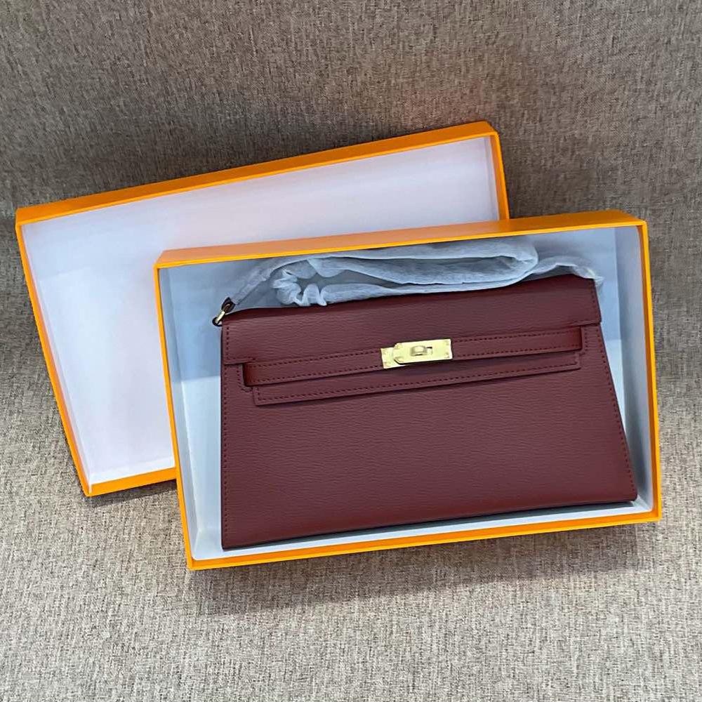 Luxus-lite Kelly-Tasche aus Rindsleder mit Ziegenprint, Unterarmtasche aus echtem Leder, Single-Shoulder Crossbody-Tasche, Retro und vielseitige Damentasche