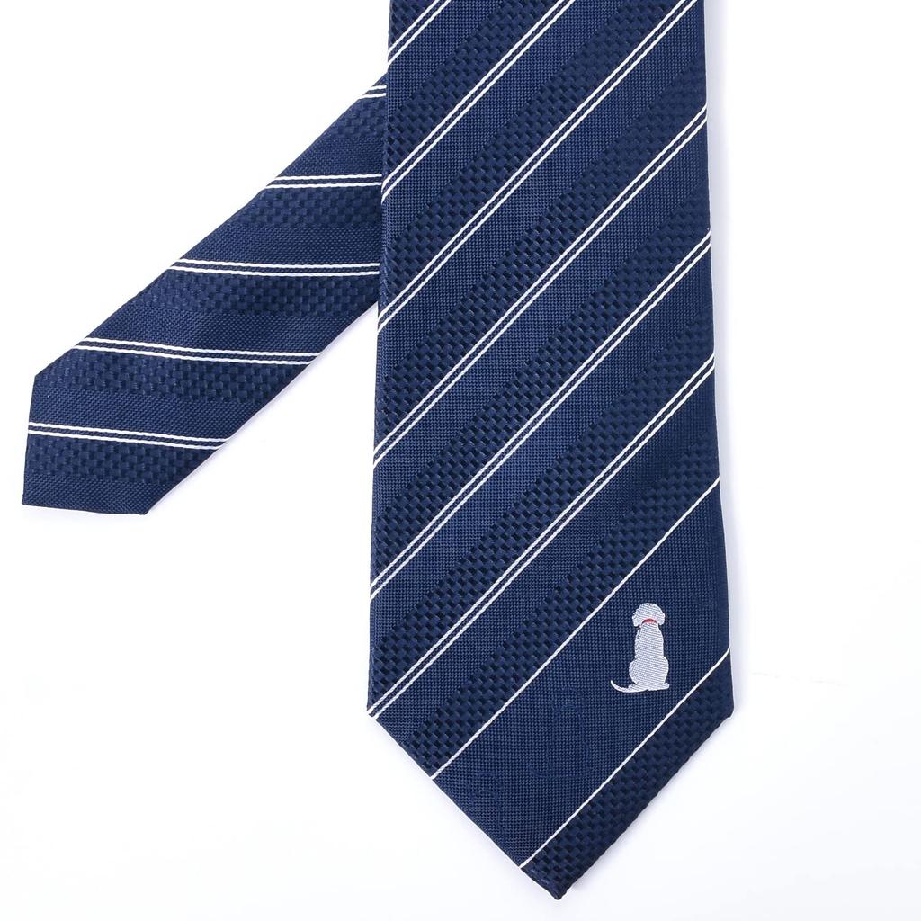 [Rachel] Animal Print Necktie, Dog Pattern, 100% Silk, Jacquard Weave, DogCat Design, StripeRegimental Stripe, One-Point Design, Water-Repellent,