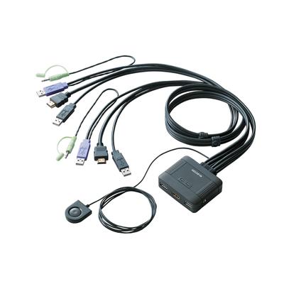 ELECOM KVM-switch HDMI USB-switch højttaler håndbetjent switch 2 enheder KVM-HDHDU2