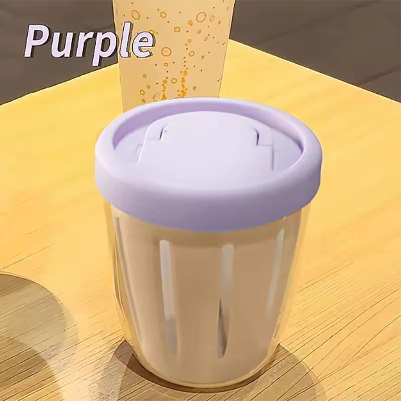 Salad Cup With Fork Cylindrical Plastic Fruit Cup Multifunctional Drainage Function Salad Container, Portable Lunch Box