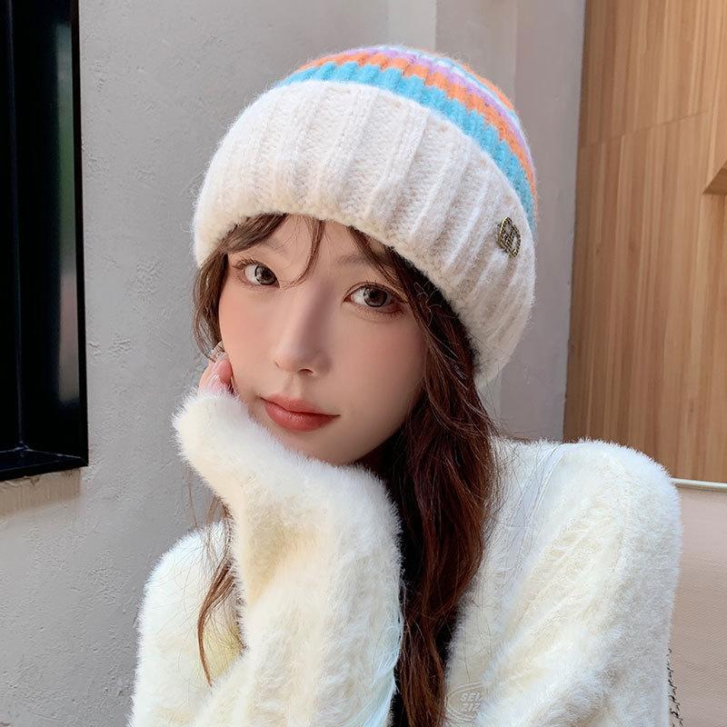 Knitted Warm Hat Ladies Pullover Ear Protector Confinement Windproof Hat Outdoor Cycling Sports Wool Hat Tide