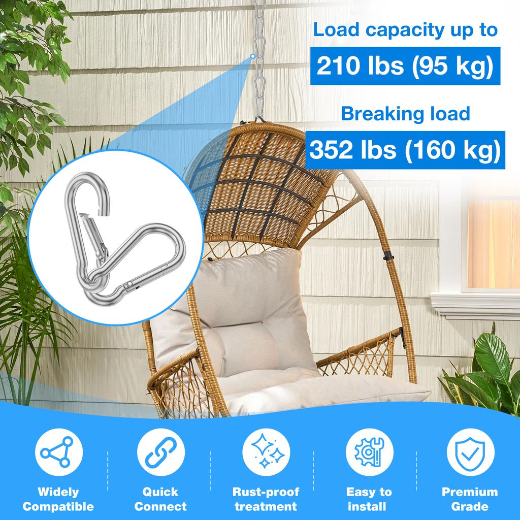 50Pcs Carabiner Clip Mini Metal Carabiner Clip 304 Stainless Steel Spring Snap Carabiner M5 Quick Link Lock Ring Buckle Keychain