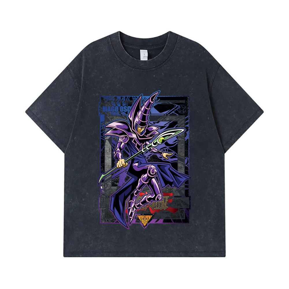 275 GSM Washed T-shirts 100% Cotton Yu-Gi-Oh V5 Mago Oscuro Print Unisex Heavy Cotton T Shirt