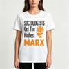 Sociology Themed Tee Shirt Funny Marx Pun Graphic Print Unisex Short Sleeve Casual Top for Book Lovers and Humor Fans